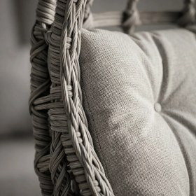 Resim Bürosaray Tek Kişilik Uzanmalı Rattan Görünümlü Bahçe Balkon Salıncağı Minderli Ayak Uzatmalı Geniş Oturumlu Teras Veranda Dış Mekan Salıncak 