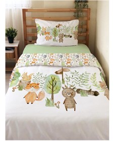 Resim Evmila Sevimli Hayvanlar Desenli Nevresim Takımı - 160x220cm Nevresim +50x70cm Yastık Kılıfı+100x200cm Çarşaf 