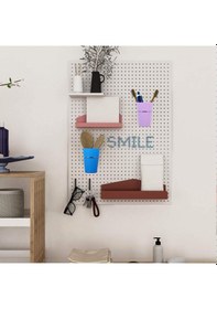 Resim Takım Halkalı Pegboard Kovaları Halka Tarzı Pegboard Kancaları Pegboard Bardak Pegboard Bardak Tutucu Aksesuarları 7 Renk 