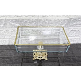 Resim Atabey Home Premıum Dikdörtgen Borcam 28 cm Döküm Gold Ayaklı & Sunumluk & Salatalık 