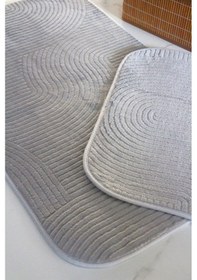 Resim Kaydırmaz Taban Banyo Paspası & Klozet Takımı 2li Takım 60 100 Cm 50 60 Cm Gri 