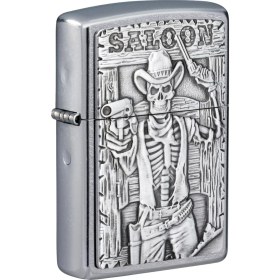 Resim Zippo 207 Saloon Skull Emblem Çakmak 