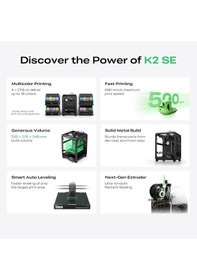 Resim Creality K2 Se 3d Yazıcı, Cfs Çok Renkli Baskıyı Destekler, 500 Mm/sn Yüksek Hızlı Baskı, Otomatik Tesviye, Titreşim Kontrolü, Doğrudan Tahrikli Ekstruder, Yapım Alanı 220 215 245 Mm 