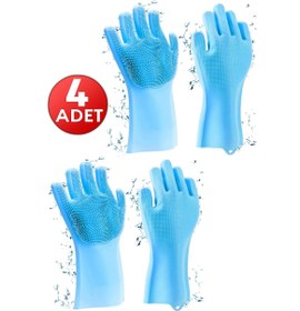 Resim Sihirli Silikon Bulaşık Yıkama Eldiveni Tencere Tava Ovma Lavabo Mutfak Fırın Temizlik Iş Eldiven 