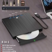 Resim 8'i 1 Arada USB 3.0 & Type-C Taşınabilir Harici DVD/CD/RW Sürücü - İnce Plug & Play Yazıcı Dizüstü Bilgisayarlar için, PC, Windows/Mac/Linux - HD Oynatma, 4 USB Portu, SD/TF Kart Okuyucu 