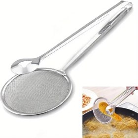 Resim Paslanmaz Çelik Kızartma Maşası, Süzgeç Filtreli, Metal 