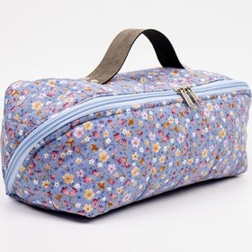 Resim Makyaj Çantası Çiçek Desenli Pamuk Kozmetik Çantası 