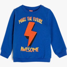 Resim Erkek Bebek Yazılı Baskılı Sweatshirt 