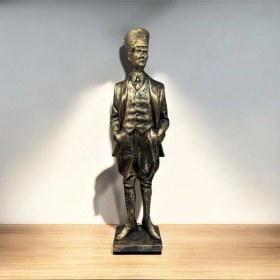 Resim Dekoratif Polyester Atatürk Heykeli 46 Cm Gold Eskitme 