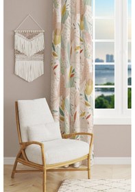 Resim Xero Floral 2 Desenli Süet Oturma Odası Salon Fon Perde Baskılı Ekstrafor Büzgü Tek Kanat Prd-1080 Çok Renkli 