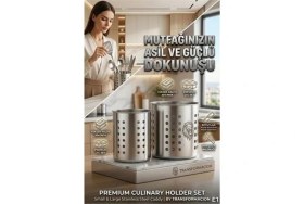 Resim SHC4200 Inox Paslanmaz Çelik 2’li Kaşıklık Seti - 1mm Dayanıklı Tezgah Üstü Organizer 72 