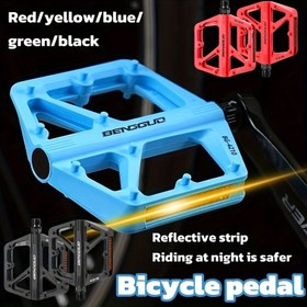 Resim 5-Renk Seçenekleri Ultra-Hafif Naylon Bisiklet Pedalları - Yol ve Dağ Bisikletleri için Yansıtıcı Şeritli Genişletilmiş Kaymaz Düz Pedallar, Çok Amaçlı Bisiklet Güvenlik Pedalları 