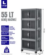 Resim obido Lavine Fold&go 4'lü Portatif Organizer Tekerlekli Dolap Çok Amaçlı Kapaklı Katlanır ”antrasit” 