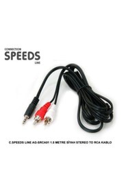 Resim Kısmet 3.5 Mm Jak Ses Kablosu 3.5 Mm Jak - Kırmızı - Beyaz Kablo 1.5 Metre Siyah Stereo To Rca Kablo 