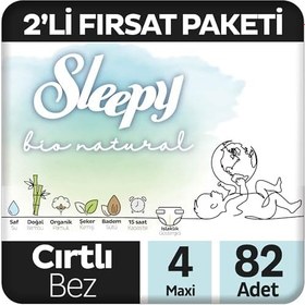 Resim Sleepy Bio Natural 2'li Fırsat Paketi Bebek Bezi 4 Numara Maxi 82 Adet Cırtlı Bez 
