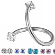 Resim 1 adet Paslanmaz Çelik Twist Spiral Tragus Helix Kıkırdak Stud Küpe - Hip Hop Tarzı Sentetik Zirkonya İçi Kulak Burun Dudak Yüzük Günlük Giyim ve Partiler için, Çok Yönlü Küpe | Hip Hop Tarzı | Dayanıklı Kulak Delme 