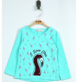 Resim Toontoy Kids Toontoy Kız Bebek Flamingo Nakışlı T-shirt Mint Yeşili 