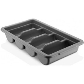 Resim 4 Bölmeli Kapaklı Kaşıklık, Gri Kapak Dahil 2li Set Gri 