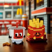 Resim 2 kutulu yiyecek fast food yapı taşı seti, patates kızartması, hamburger ve kola dahil, karıştır ve eşleştir, Noel hediyesi, Şükran Günü hediyesi, doğum günü hediyesi 