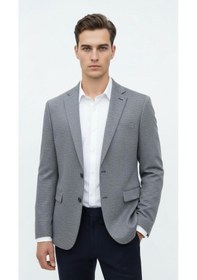 Resim Plus Scorpion Erkek Esnek Kumaş Slim Fit Blazer Ceket Günlük & Ofis Şıklığı Füme 