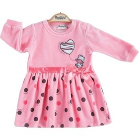 Resim Dear Enika Miniworld Kız Bebek Kurdele Detaylı Pembe Kadife Elbise 16428 001 