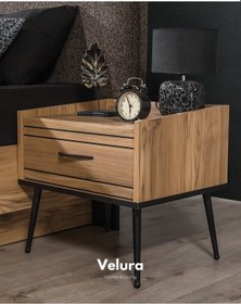 Resim İzgi Modern Komodin Ceviz - Siyah 