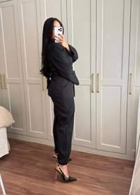Resim Wendy Bel Büzgülü Blazer Takımı-Siyah - M 