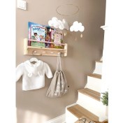 Resim Emta 40CM Pembe Çıtalı Ahşap Raf Askılık Montessori 