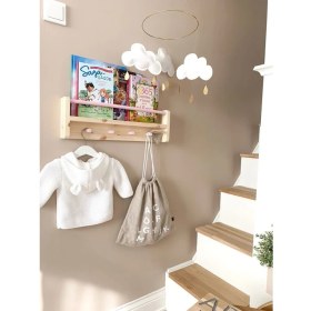 Resim Emta 40CM Pembe Çıtalı Ahşap Raf Askılık Montessori 