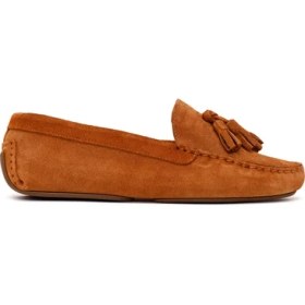 Resim Derimod Kadın Taba Püsküllü Süet Deri Loafer 26PFD151210 