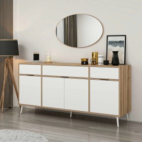 Resim Elina Ayaklı Konsol Aynalı - Dore/beyaz Çok Renkli 