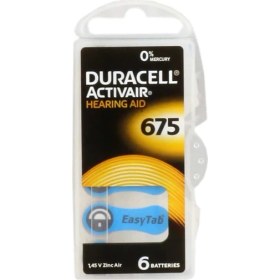 Resim Duracell 675 Numara Düğme Kulaklık Pili Işitme Cihazı Için 6'lı Paket 
