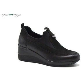 Resim Venüs 2111522k Dolgu Topuk Ortopedik Deri Kadın Ayakkabı Siyah 