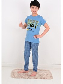 Resim Vitmo erkek çocuk kısa kollu pijama takımı fast model mavi 