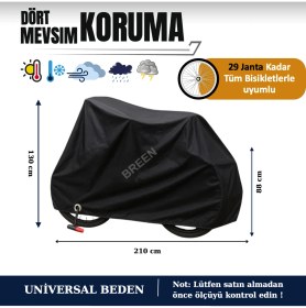 Resim Breen Siyah Kilit Uyumlu Bisiklet Brandası, Bisiklet Koruma Örtüsü, Su ve Toz Geçirmez, 4 Mevsim Koruma 