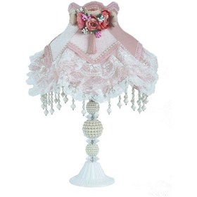 Resim Kadife Kaplı Çiçek Dekorlu Abajur Pembe Renk 13798808 Diğer 