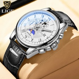 Resim Hanyang Siyah Beyaz Lıge Moda Otomatik Tarih Erkek Saatler Üst Marka Lüks Erkek Saat Chronograph Spor Erkek Kuvars Kol Saati Relogio Masculino (Yurt Dışından) 