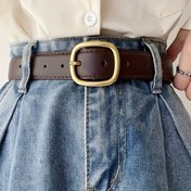 Resim Kadınlar için Altın Tonlu Tokalı Vintage Casual Suni Deri Kemer - Kotlar, Etekler ve Elbiseler için Ayarlanabilir Kahverengi Bel Bandı - Günlük Kıyafetler için Mükemmel, Günlük Kıyafetler Kemer|Vintage Tarzı Kemer|Sunı Deri Kemer, Çok Yönlü Bel Kemer 
