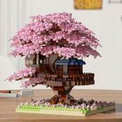 Resim Kiraz Çiçeği Bonsai Ağacı Yapı Taşı Seti, Mini Saksılı Bitki Evi Oyuncak Seti, Cadılar Bayramı/Şükran Günü/Noel/Paskalya Hediyeleri için Uygun - Işıksız, Renkli, Film/Çiçek/Bitki/Aşk/Peri Masalı Temalı, ABS Reçineden Yapılmış, 2229adet/1097adet, Mini Sürüm. 