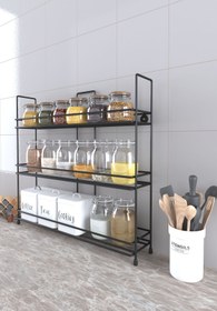 Resim EVA METAL TASARIM Metal Duvara Asılabilir Baharatlık Standı Küçük Boy Baharatlık Rafı Krom 