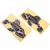 Resim 2 Parça Kendinden Yapışkanlı Iskelet Balık Kemik Çıkartmaları Kayak Kano Balıkçı Teknesi Araba Tampon Pencere Çıkartmaları Grafik Büyük / Orta / Küçük - Büyük, 295X168MM 
