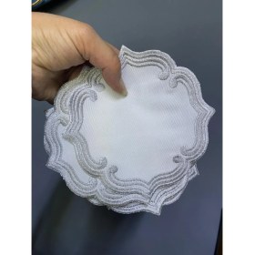 Resim 6 Lı Kahve Sunum Peçetesi Gümüş 