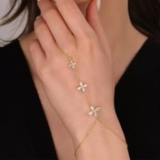 Resim Yeni Gelin Düğün Çiçek Tarzı Bileklik, Kadınlar için Moda Ayarlanabilir Taşlı Bileklik 