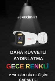 Resim PROLİFE 12 Kameralı 5 MP Gece Renkli Gösterim Yapay Zeka Yüz ve Araç Algılamalı Güvenlik Kamerası Seti 