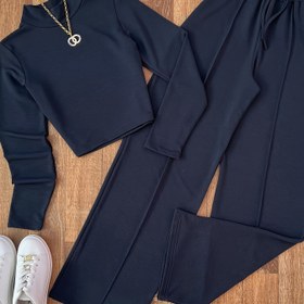 Resim Kadın Günlük İki Parça Takım - Uzun Kollu Üst & Pantolon, Düz Renk, Sonbahar/Kış Modası, Rahat & Şık, Günlük Giyim|Minimalist Stil|Rahat Kesim 