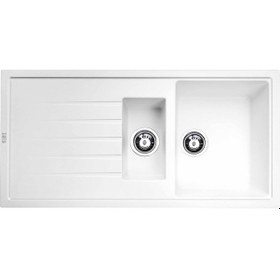 Resim Atlante Granit Eviye Çift Damlalıklı Beyaz Beyaz 