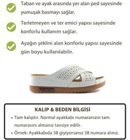 Resim Roy Jones Kadın Ortopedik Yumuşak Tabanlı Terletmeyen Çift Bantlı Hasır Tipi Delikli Rahat Anne Ev İçi Terliği Beyaz 