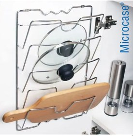 Resim Microcase 5 Bölmeli Mutfak Düzenleyici Metal Tencere Kapağı Düzenleyici Al5716 Gümüş 