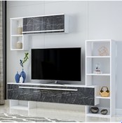Resim Mega Tv Ünitesi Beyaz-Royal Mermer 