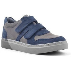 Resim Rakerplus Hakiki Deri Lacivert Gri Cırtlı Erkek Çocuk Sneaker Ayakkabı 